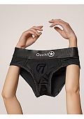 Ouch! Vibrating Strap-on High-cut Brief - Black - XS/S