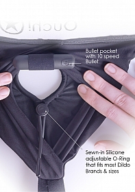 Ouch! Vibrating Strap-on High-cut Brief - Black - XS/S