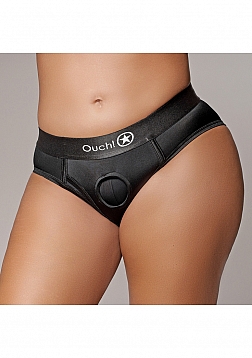 Vibrating Strap-on High-cut Brief - Black - XL/XXL..