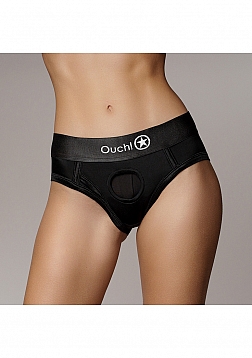 Vibrating Strap-on High-cut Brief - Black - XS/S..