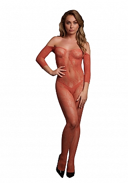 Lace Long-Sleeved Bodystocking - One Size