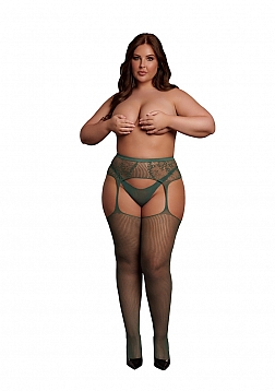 Fishnet and Lace Garterbelt Stockings - Queen Size