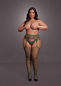 Fishnet and Lace Garterbelt Stockings - Queen Size
