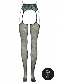Fishnet and Lace Garterbelt Stockings - One Size