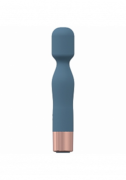 Glamour - 10 Speed Mini-Wand - Silicone - Rechargeable - Waterproof - Blue/Grey