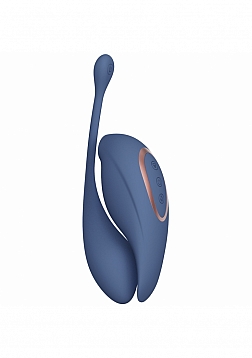 Twitch 2 - Rechargeable Suction & Flapping Vibrator with Remote Control Vibrating Egg - Blue/Grey