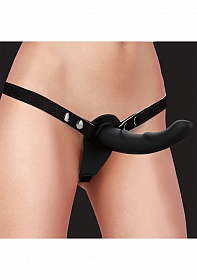 Ouch! - Dual Silicone Ridged Strap-On - Adjustable - Black