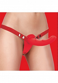Ouch! - Silicone Ridged Strap-On - Adjustable - Red 