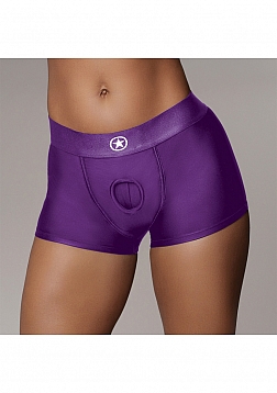 Vibrating Strap-on Boxer - Purple - M/L