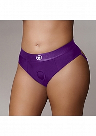 Ouch! Vibrating Strap-on Thong with Removable Butt Straps - Purple - XL/XXL