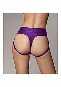 Ouch! Vibrating Strap-on Thong with Removable Butt Straps - Purple - XS/S