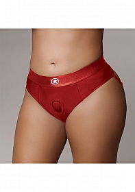 Vibrating Strap-on Thong with Removable Butt Straps - Red - XL/XXL