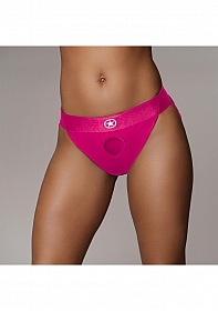 Ouch! Vibrating Strap-on Panty Harness with Open Pink - M/L