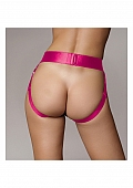 Ouch! Vibrating Strap-on Panty Harness with Open Pink - XS/S