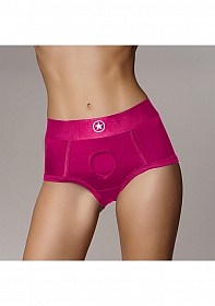Vibrating Strap-on Brief - Pink- XS/S