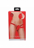 Ouch! - Dual Silicone Ribbed Strap-On - Adjustable - Red