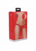 Ouch! - Dual Silicone Ribbed Strap-On - Adjustable - Red