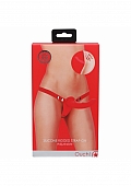Ouch! - Silicone Ridged Strap-On - Adjustable - Red 