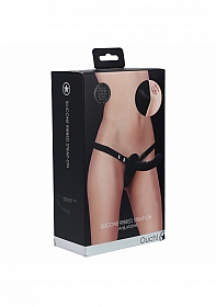 Ouch! - Silicone Ribbed Strap-On - Adjustable - Black