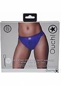 Ouch! Vibrating Strap-on Panty Harness with Open Royal Blue - M/L