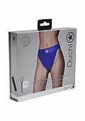 Ouch! Vibrating Strap-on Panty Harness with Open Royal Blue - XS/S