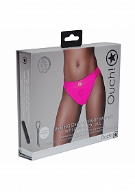 Ouch! Vibrating Strap-on Panty Harness with Open Pink - M/L