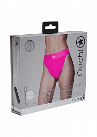 Ouch! Vibrating Strap-on Panty Harness with Open Pink - XS/S