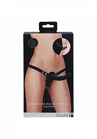 Ouch! - Dual Silicone Ridged Strap-On - Adjustable - Black