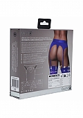 Ouch! Vibrating Strap-on Thong with Adjustable Garters - Royal Blue - M/L