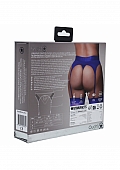 Ouch! Vibrating Strap-on Thong with Adjustable Garters - Royal Blue - XL/XXL