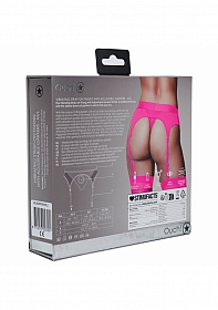 Ouch! Vibrating Strap-on Thong with Adjustable Garters - Pink - M/L