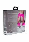 Ouch! Vibrating Strap-on Thong with Adjustable Garters - Pink - XS/S