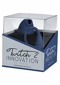 Twitch 2 - Rechargeable Suction & Flapping Vibrator with Remote Control Vibrating Egg - Blue/Grey
