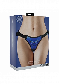 Ouch! - Metallic Strap-On Harness - Metallic Blue