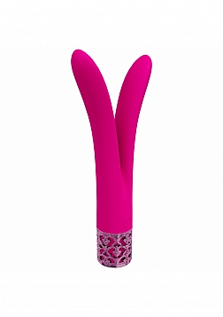 Royal Gems - Dueling Queens - 10 Speed Silicone Rechargeable Vibrator - Pink