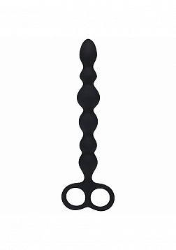 LEVELZ - Beaded Silicone Anal Probe with Double Loop  - Black