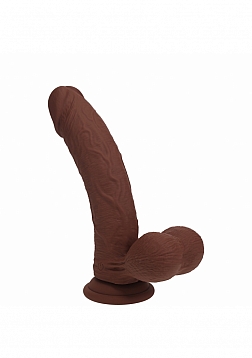 RealRock - Rechargeable - Dual Layered - Liquid Silicone - Vibrating - Curved - Weighted Balls 7" -