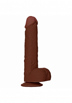 RealRock Realistic Skin - Straight Realistic Dildo with Balls and Suction Cup - 7" / 18 cm - Brown