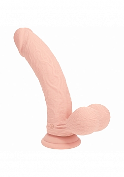 RealRock - Rechargeable - Dual Layered - Liquid Silicone - Vibrating - Curved - Weighted Balls 8" -