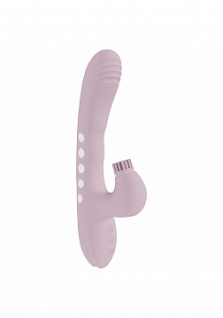 VIVE - Andria - LED Rechargeable Dual Motor - G-Spot VIbrating and Tap Clit Stimulator - Pink