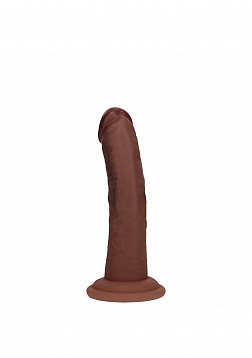 Realrock - Dual Layered - Silicone - Curved Realistic Dildo with Suction Cup 6" - Brown