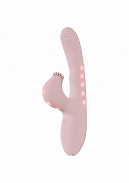 VIVE - Andria - LED Rechargeable Dual Motor - G-Spot VIbrating and Tap Clit Stimulator - Pink
