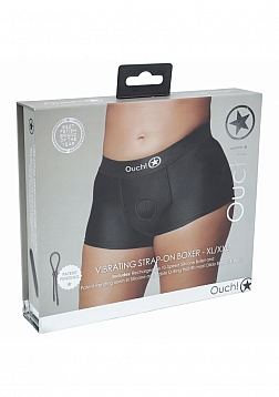 Ouch! Vibrating Strap-on Boxer - Black - XL/XXL