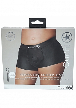 Ouch! Vibrating Strap-on Boxer - Black - XL/XXL