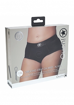 Ouch! Vibrating Strap-on Brief - Black - XL/XXL
