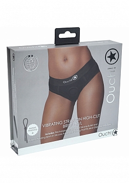 Ouch! - Vibrating Strap-on High-cut Brief - Black - M/L