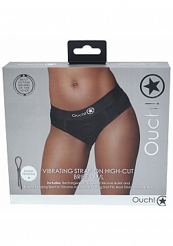 Ouch! - Vibrating Strap-on High-cut Brief - Black - M/L