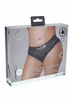 Ouch! - Vibrating Strap-on High-cut Brief - Black - XL/XXL