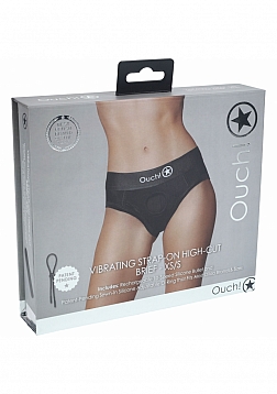 Ouch! - Vibrating Strap-on High-cut Brief - Black - XS/S