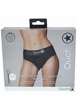 Ouch! - Vibrating Strap-on High-cut Brief - Black - XS/S